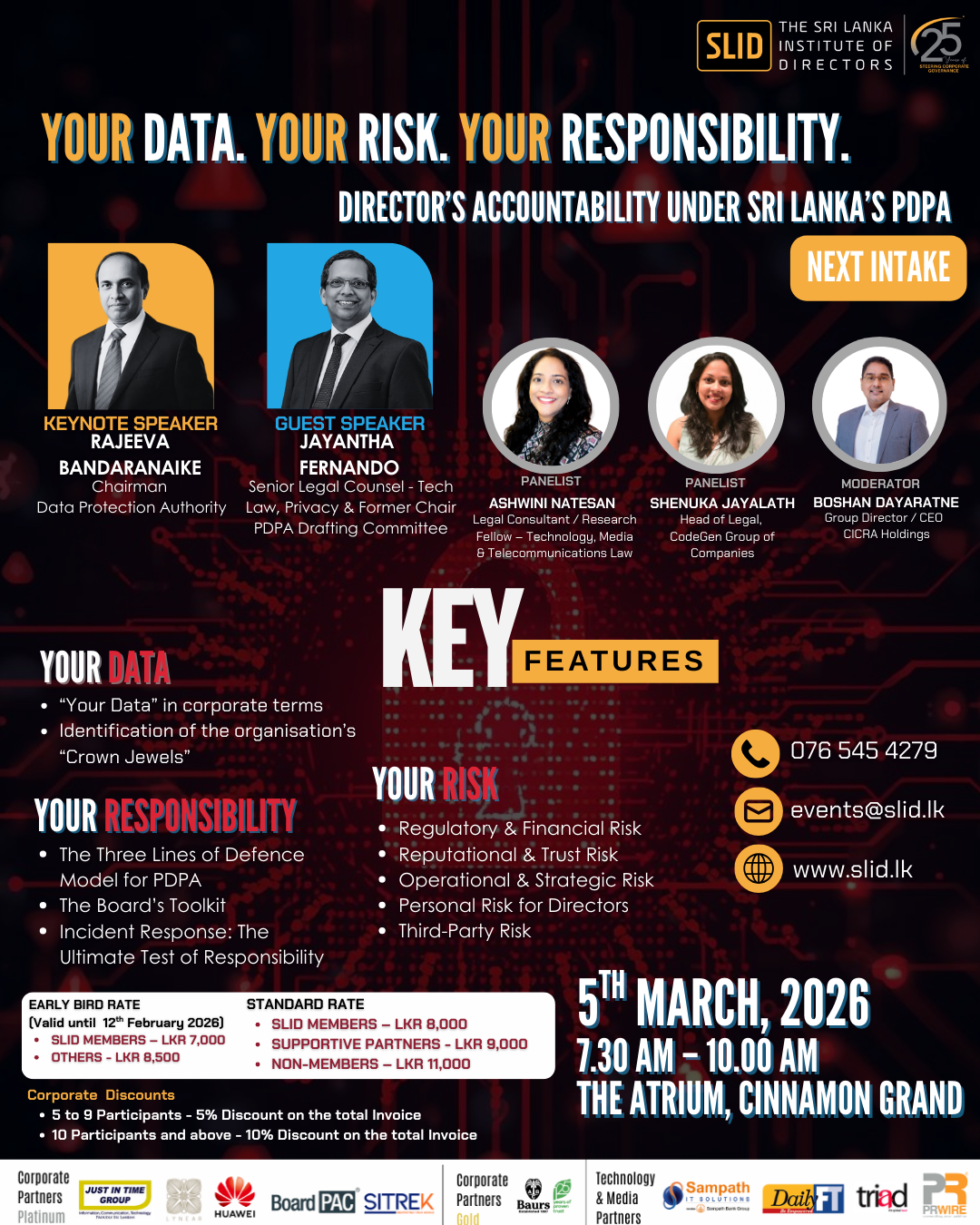 SLID Innovation & Technology Committee - Your Data. Your Risk. Your Responsibility. Director's Accountability Under Sri Lanka's PDPA: Intake 02