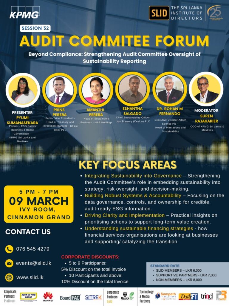 Audit Committee Forum - Session 32 - Beyond Compliance: Strengthening Audit Committee Oversight of Sustainability Reporting