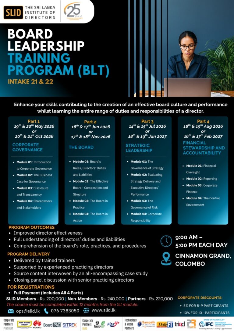 Board Leadership Training Program (BLT) - Intake 21 & 22