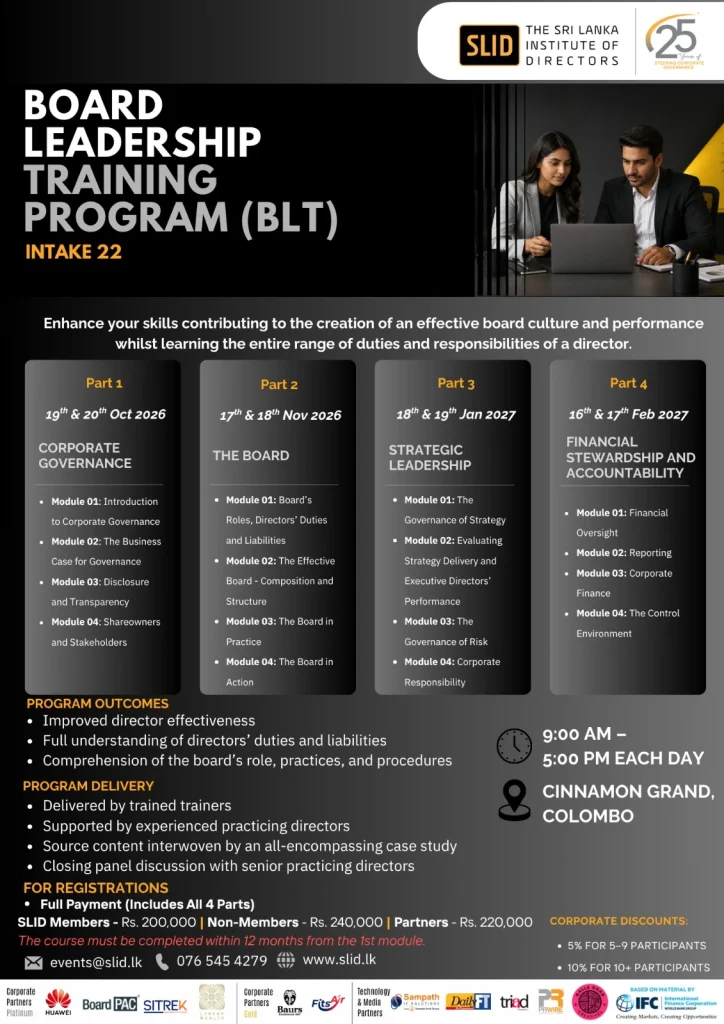 Board Leadership Training (BLT) – Intake 22