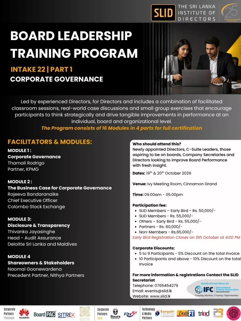 Board Leadership Training (BLT) – Intake 22
